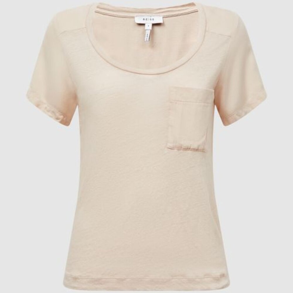 100% linen t-shirt (Reiss) in stone - Picture 8 of 10